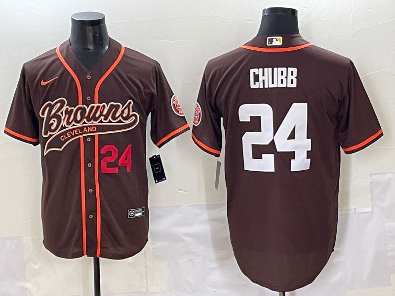 Men 2025 Cleveland Browns 24 Chubb Brown Joint Name Nike Limited NFL Jersey style 4